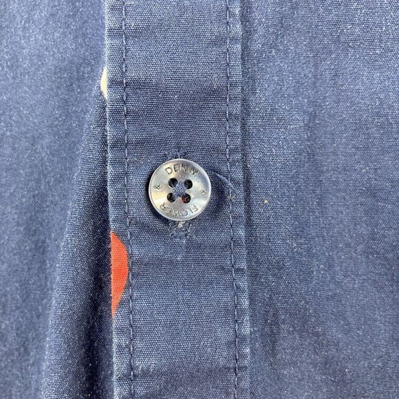 Denim & Flower Ricky Singh Santa Claus Button Up Short Sleeve Men’s-Medium Blue - Picture 6 of 13